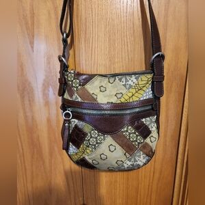 Fossil Patchwork Crossbody Bag Leather & Fabric